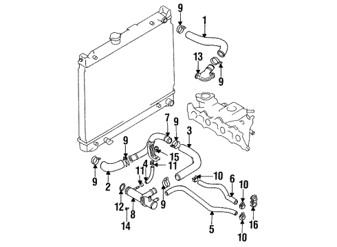 1998 Chevrolet Tracker Radiator Hoses Radiator Coolant Inlet Pipe (Upper) Diagram for 96068652