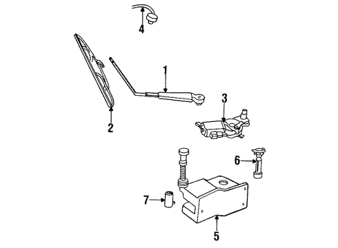 1993 Dodge Daytona Wiper & Washer Components Pivot Asm W/WPR Right Diagram for 4467330