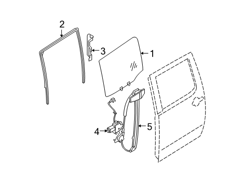 2004 Nissan Titan Rear Door Glass Run-Rear Door Window RH Diagram for 82330-ZH60B