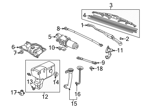 2008 Honda S2000 Wiper & Washer Components Blade, Windshield Wiper (500MM) Diagram for 76630-S2A-A03