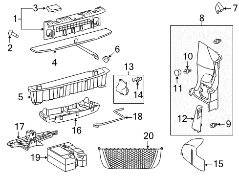 2015 Scion iQ Interior Trim - Rear Body Tray Diagram for 64421-74020