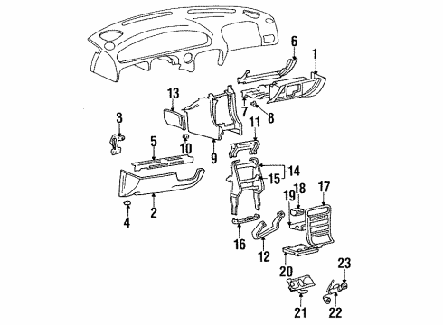 1996 Hyundai Sonata Instrument Panel Tray-Lower Crash Pad Center Facia Diagram for 84742-34000