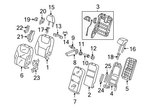 2008 Honda Odyssey Rear Seat Components Cover, R. Middle Seat Center (Inner) *G64L* (OLIVE) Diagram for 81353-SHJ-A01ZA