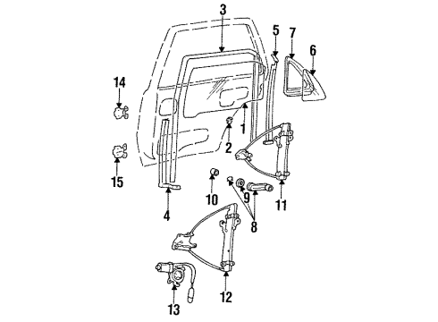 1992 Hyundai Elantra Rear Door - Glass & Hardware Run Assembly-RR Dr WDO G Diagram for 83541-28001