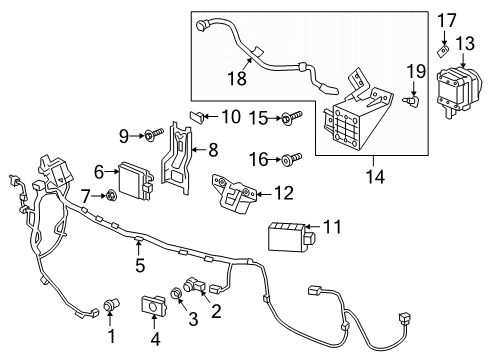 2020 Cadillac XT6 Electrical Components - Front Bumper Radiator Sensor Diagram for 84523853