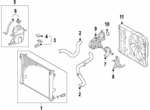 2018 Toyota Camry Cooling System, Radiator, Water Pump, Cooling Fan Fan Module Diagram for 16360-25010