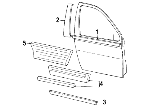2003 Ford Windstar Exterior Trim - Front Door Body Side Molding Diagram for YF2Z-1720879-AAB