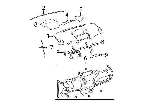 2011 Toyota Yaris Cluster & Switches, Instrument Panel Cushion Diagram for 55357-52120