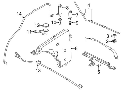 2015 BMW 328i GT xDrive Headlamp Washers/Wipers WIPER ARM, DRIVER'S SIDE Diagram for 61619465078