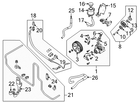 2008 Nissan Pathfinder P/S Pump & Hoses, Steering Gear & Linkage Oil Cooler Assembly - Power Steering Diagram for 49790-ZL30A