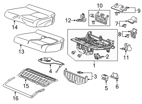 2021 Honda Odyssey Third Row Seats FRAME COMP L, RR CUSH Diagram for 82536-THR-L01ZA