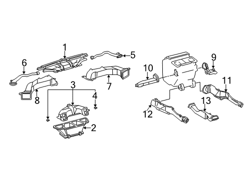 2002 Toyota Camry Ducts Defroster Nozzle Diagram for 55950-AA020