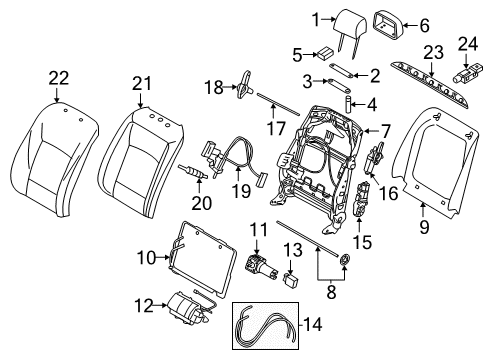 2012 BMW 535i GT xDrive Power Seats Cover, Basic Backrest Leather Diagram for 52107230648