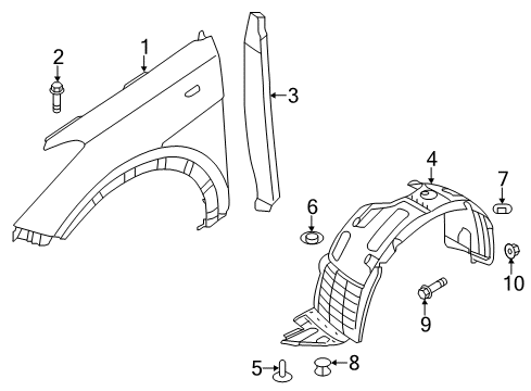 2013 Hyundai Santa Fe Sport Fender & Components Front Wheel Guard Assembly, Left Diagram for 86811-4Z000