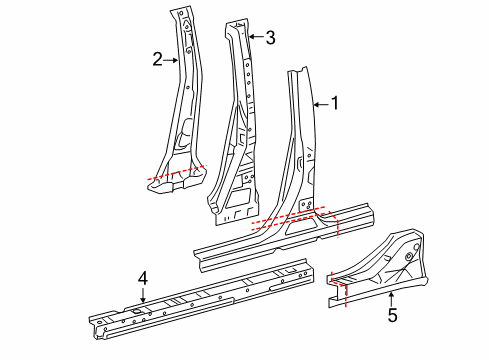 2012 Toyota Camry Center Pillar & Rocker Inner Pillar Diagram for 61307-06090