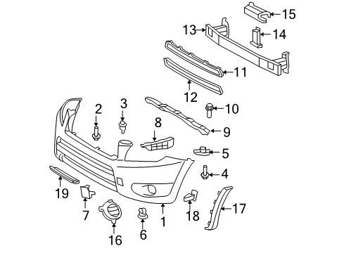 2007 Toyota RAV4 Front Bumper Tow Bracket Cover Diagram for 53285-42930