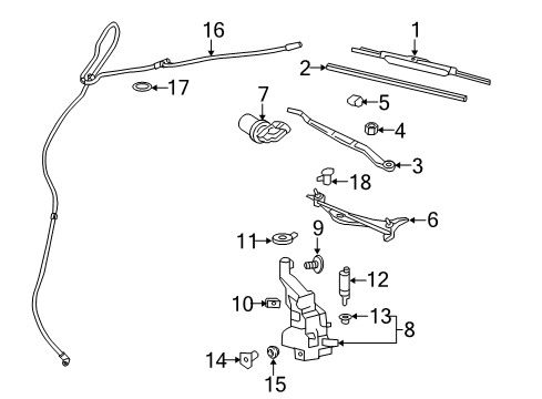 2012 Cadillac CTS Wiper & Washer Components Rear Motor Diagram for 20897463