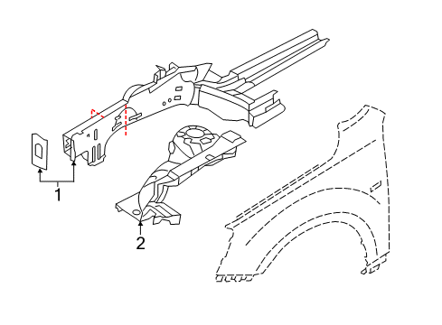 2015 Kia Cadenza Structural Components & Rails Panel Assembly-Fender Apron Diagram for 645023R500