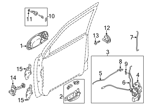 2005 Kia Sedona Front Door - Lock & Hardware Outer Handle Assembly, Right Diagram for 0K52Y58410AXX