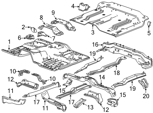 2018 GMC Sierra 2500 HD Floor Front Floor Pan Diagram for 20985723