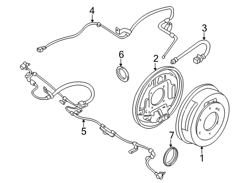2003 Nissan Frontier Anti-Lock Brakes Drum-Brake Diagram for D3206-3S51JNW
