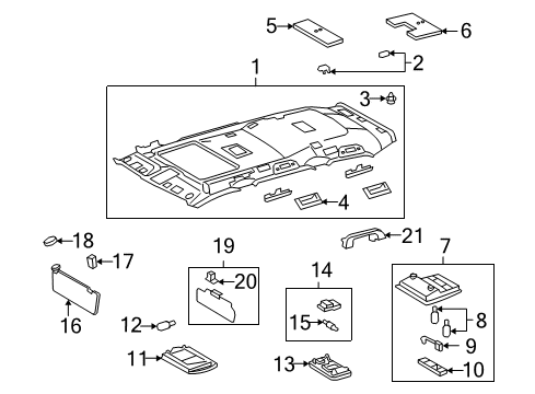 2009 Lexus LX570 Sunroof Lamp Assy, Map Diagram for 81260-60360-A0