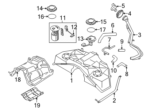 2012 Infiniti M35h Senders Band Assy-Fuel Tank, Mounting Diagram for 17407-1MG0A