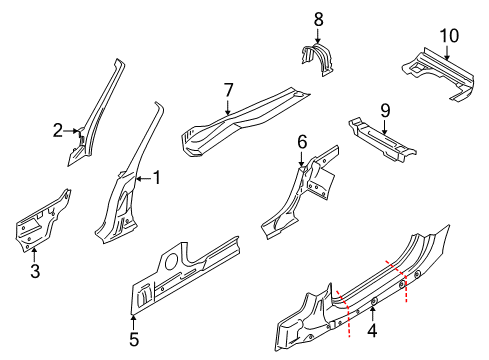 2015 BMW Z4 Pillar & Side Panels Left Interior Column A Diagram for 41117224915