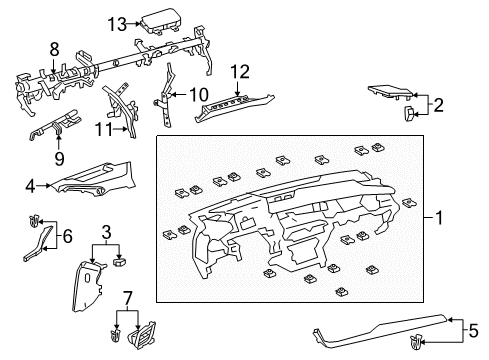 2021 Lexus LS500 Cluster & Switches, Instrument Panel Reinforcement Assembly Diagram for 55330-50180