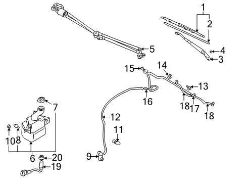 2005 Dodge Stratus Wiper & Washer Components Bracket Diagram for MB249338