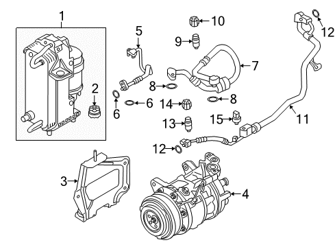 2021 BMW 540i xDrive Air Conditioner PRESSURE HOSE ASSY COMPRESSO Diagram for 64539496995