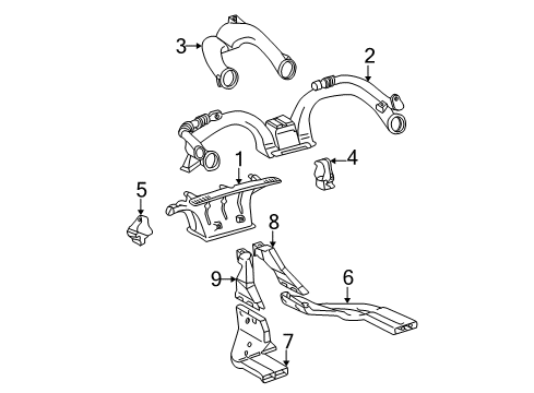 2008 Toyota Matrix Ducts Inner Duct Diagram for 55844-01050