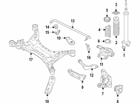 2021 Nissan Maxima Rear Suspension Components, Upper Control Arm, Stabilizer Bar Clamp STABILIZER Rear Diagram for 56233-3TA0A