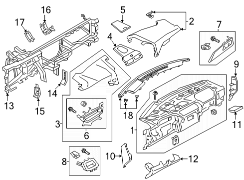 2020 Lincoln Continental Instrument Panel Trim Molding Diagram for GD9Z-54044A91-AA