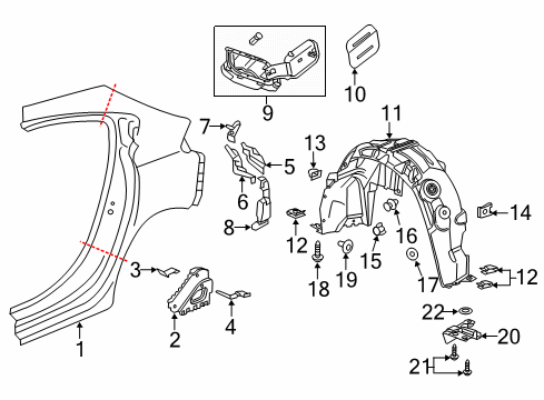 2019 Chevrolet Cruze Quarter Panel & Components Deflector Diagram for 23446494