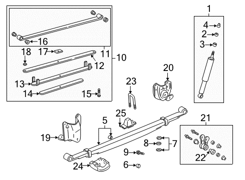 2003 Toyota Tundra Rear Suspension Components, Stabilizer Bar Leaf Spring Silencer Diagram for 48252-0C010