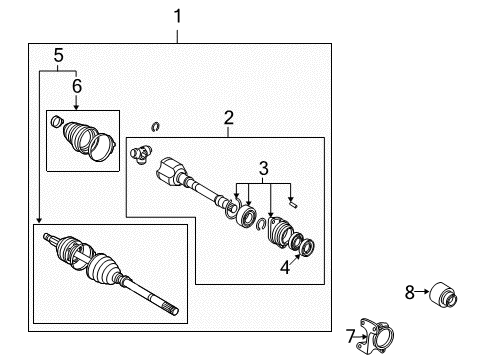 2014 Scion xB Drive Axles - Front Outer Joint Assembly Diagram for 43470-49645