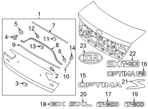 2019 Kia Optima Exterior Trim - Trunk Lid Pad-ANTINOISE NO5 Diagram for 87381D5000