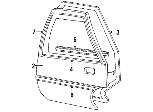 1987 Chevrolet Corsica Rear Door Door Shell Diagram for 22590988