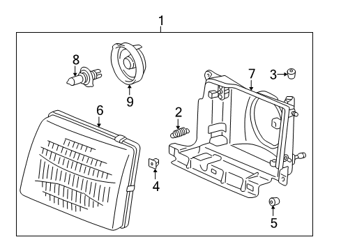 1997 Toyota Tacoma Headlamps Sealed Beam Unit, No.1 Diagram for 90080-81028