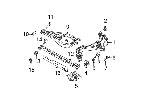 2003 BMW 330xi Rear Suspension Components, Lower Control Arm, Upper Control Arm, Ride Control, Stabilizer Bar, Trailing Arm Eccentric Flat Washer Diagram for 33326760363