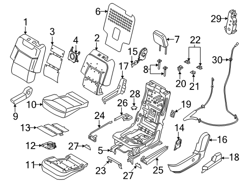 2021 Lincoln Aviator Second Row Seats Headrest Guide Diagram for CU5Z-96610A16-BCQ