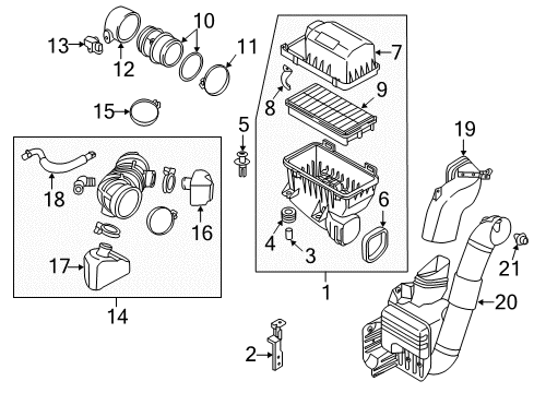 2014 Kia Sedona Filters Air Cleaner Assembly Diagram for 281104D200