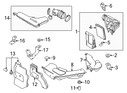 2016 Nissan Rogue Filters Bracket-Resonator Diagram for 16588-4BA2C