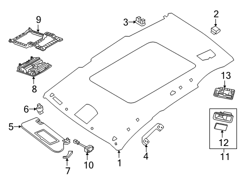 2018 Nissan Murano Interior Trim - Roof Lamp Assembly Map Diagram for 26430-5AC8B