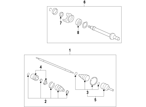 2016 Honda CR-V Front Axle Shafts & Joints, Drive Axles Boot Set, Inboard Diagram for 44017-T1W-A02