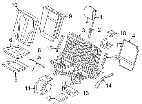 2020 BMW X5 Third Row Seats FOAM RUBBER PAD, SEAT, REAR Diagram for 52307443467