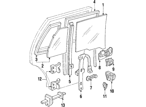1988 Honda Civic Door & Components Handle Assembly, Driver Side Inside (Power Window) (Mitsui Kinzoku) Diagram for 72160-SH4-J11