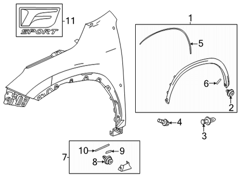 2022 Lexus NX450h+ Exterior Trim - Fender PAD, FR WHEEL OPENIN Diagram for 53853-78010