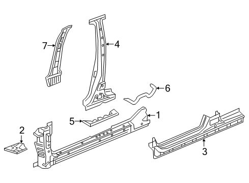 2019 Honda Civic Center Pillar & Rocker Separator, L. Center Pillar (Outer) Diagram for 63615-TBA-A01